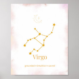 Arte de pared Zodiac de Virgo en oro – Constelació