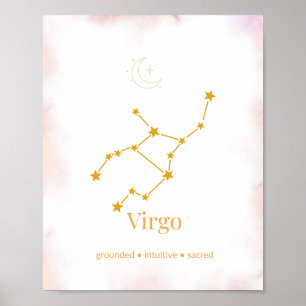 Arte de pared Zodiac de Virgo en oro – Constelació