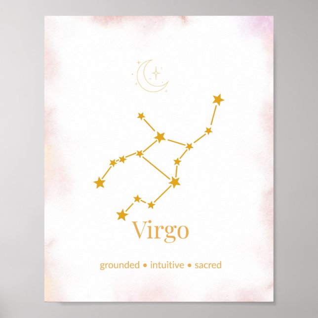 Arte de pared Zodiac de Virgo en oro – Constelació (Frente)