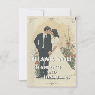 Arte de pareja de boda vintage romántico