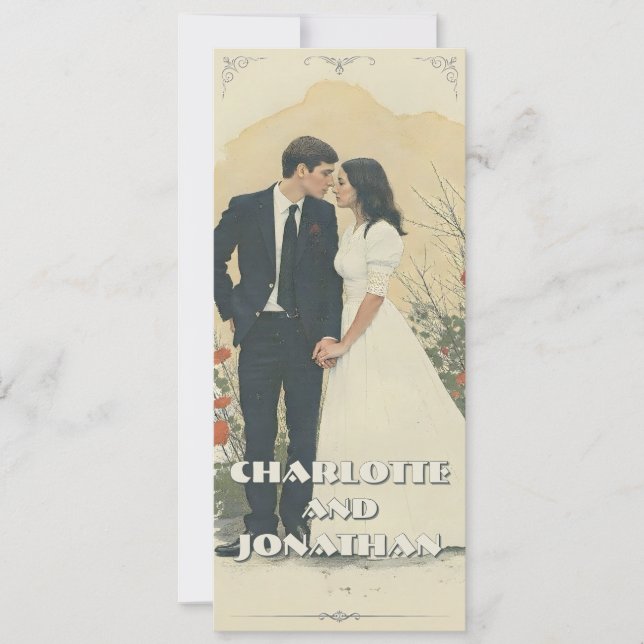 Arte de pareja de boda vintage romántico (Anverso)