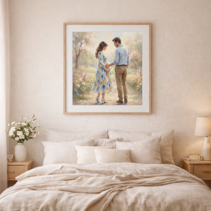 Arte de pareja expectante al estilo impresionista