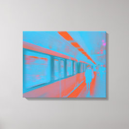 Arte de parisina en el metro en naranja azul