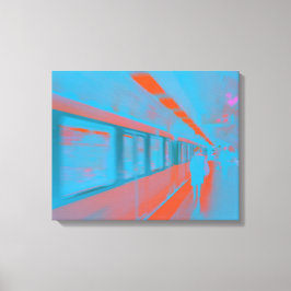 Arte de parisina en el metro en naranja azul