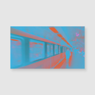 Arte de parisina en el metro en naranja azul