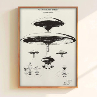 Arte de patente Póster de ovni Arte de nave espaci