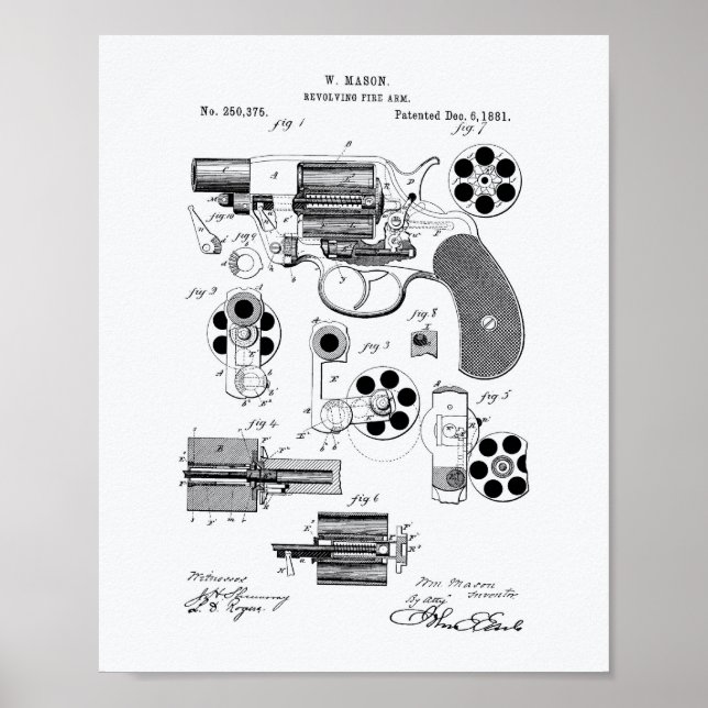 Arte de patentes de 1881 Revolador del brazo de fu (Frente)