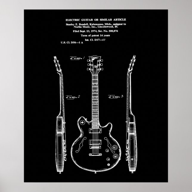 arte de patentes de guitarra eléctrica vintage (Frente)