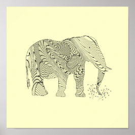 Arte de patrón de elefante Imprimir cartel