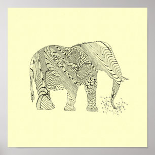 Arte de patrón de elefante Imprimir cartel