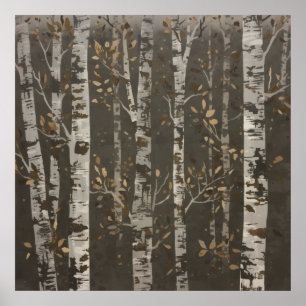 Arte de patrón de hoja ocre en bosque de abedul ne