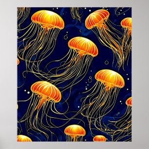 Arte de patrón de medusas naranja