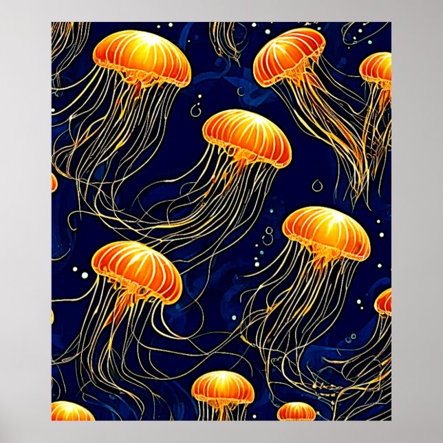 Arte de patrón de medusas naranja (Frente)