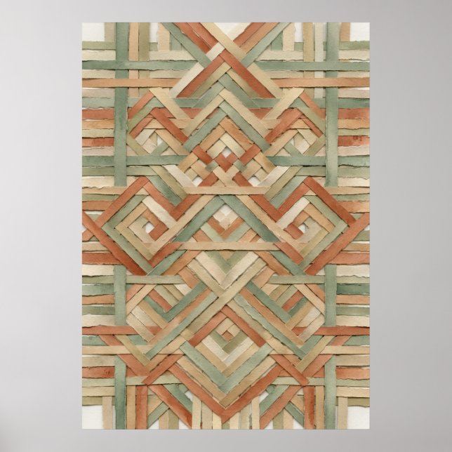Arte de patrón geométrico de cesta tejida (Frente)