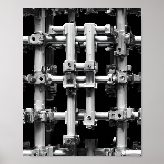 Arte de patrón geométrico: máquina modular abstrac (Frente)