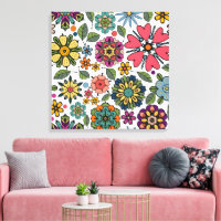 Arte de patrón sin fisuras de dibujo floral retro 