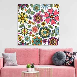 Arte de patrón sin fisuras de dibujo floral retro
