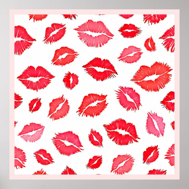 Arte de patrones de labios rojos y rosados (Frente)