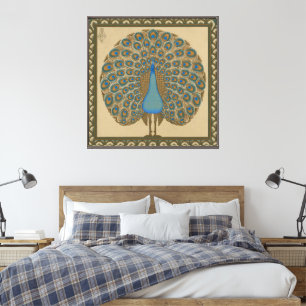 Arte de pavo real azul dorado vintage de Walter Cr