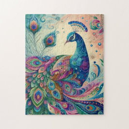 Arte de Pavo Real Colorido Rompecabezas de 252 Pie