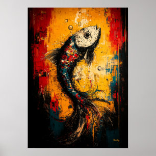 Arte de peces expresionista contemporáneo de movim