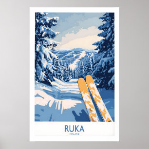 Arte de Pendientes de Finlandia - Cartel de Esquí