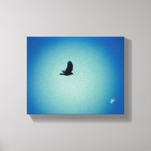 Arte de pequeño pájaro cielo azul resplandor cian