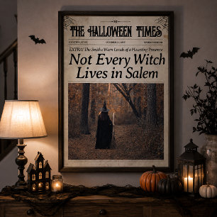 Arte de periódico de Halloween personalizado Bruja