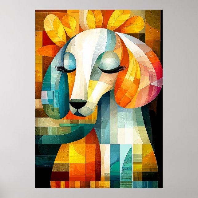 Arte de perro abstracto - Diseño de animal geométr (Frente)