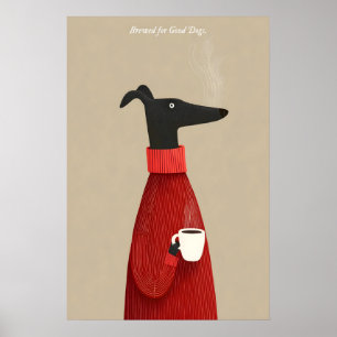 Arte de perro bebiendo café Impresión de café cani