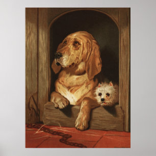 Arte de perro Bloodhound Victoriano antiguo y West