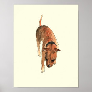 Arte de perro de acuarela divertido del Bull Terri