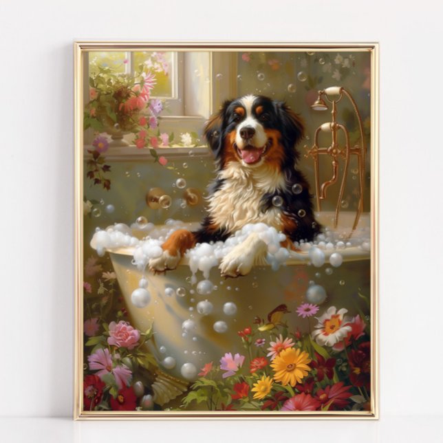 Arte de perro de montaña de Bernese, arte de baño (Bernese Mountain Dog Art Print)