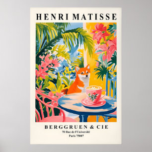 Arte de perro estilo Matisse con café Shiba Inu