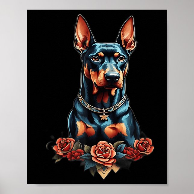 Arte de perro estilo retro antiguo Doberman vintag (Frente)