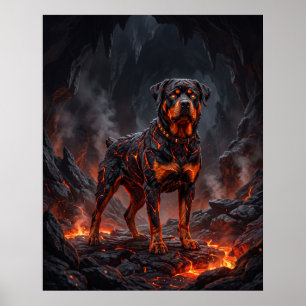 Arte de Perro Forja Fundida Rottweiler de Fuego