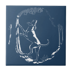 Arte de perro sabueso baldosa cerámica decoración