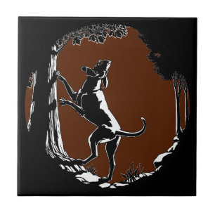Arte de perro sabueso baldosa cerámica decoración 