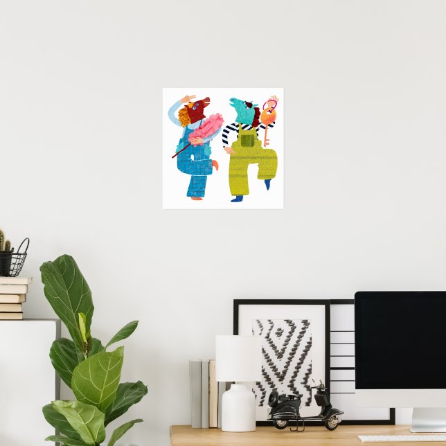 Arte de Personaje de Collage de Caballo Moderno (S (Oficina en casa)