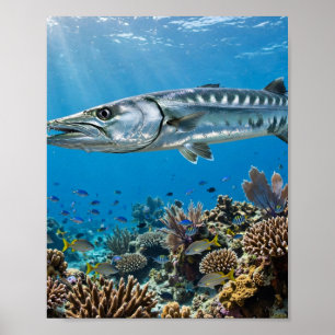Arte de pesca de barracuda en arrecife de coral de