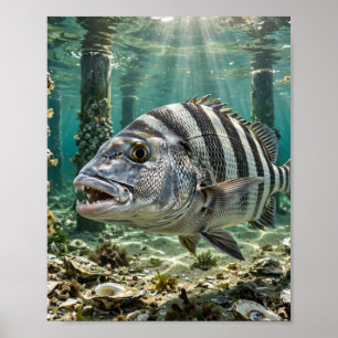 Arte de pesca de Florida Man Sheepshead en pilotes