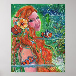 arte de pez payaso sirena Maev por Renee Lavoie