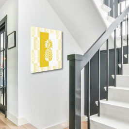 Arte de piña | Impresión moderna de lona blanca y 