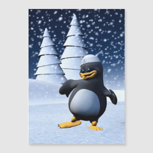 Arte de pingüino marinero de invierno adorable par