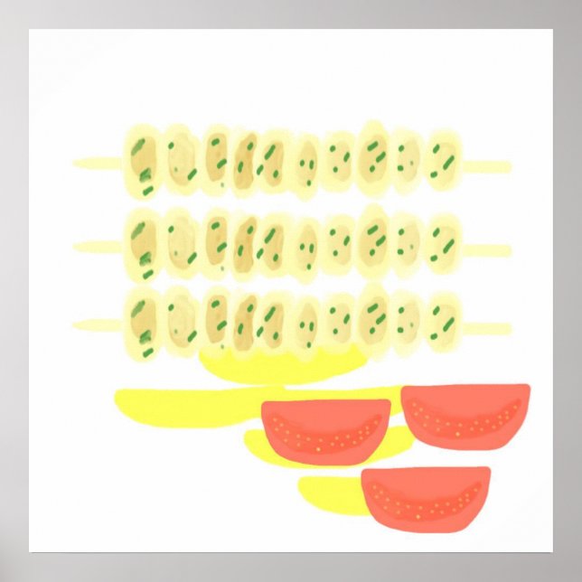 arte de pintar comida griega souvlaki (Frente)