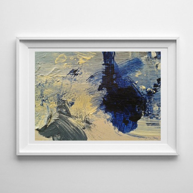 Arte de pintura abstracta azul (Art with white frame example.)
