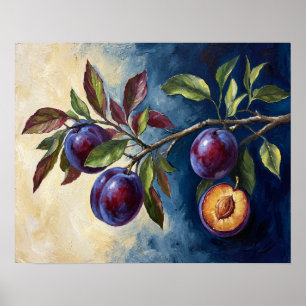 Arte de pintura al óleo con contraste de ramas de
