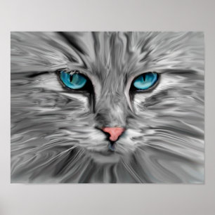 Arte de pintura al óleo de acuarela de ojos de gat
