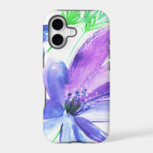 Arte de pintura de acuarela de flores azules