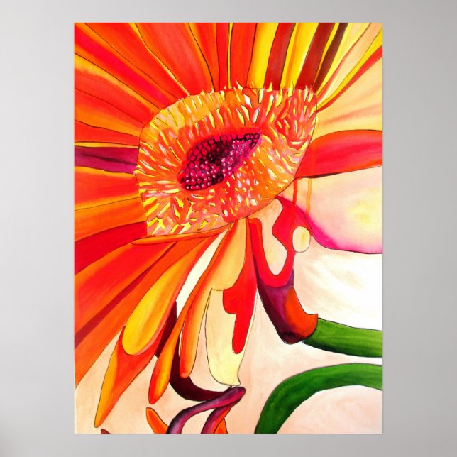 Arte de pintura de acuarela de flores de Gerbera r (Frente)
